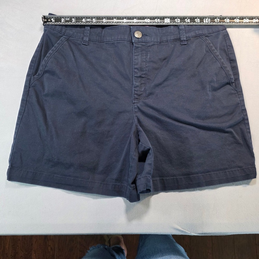 Gloria Vanderbilt Navy Blue Chino Shorts Womens 14 Missy Stretch Cotton Twill